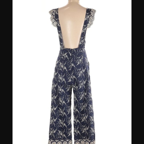 Nightcap Floral Cotton Eyelet Lace Overall Jumpsuit - Picture 6 of 13